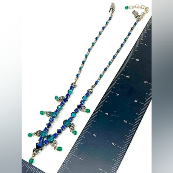 Mermaid Mary DeMarco Cat's Eye, Crystal & Rhinestone Chevron Ocean Necklace - Picture 13 of 15